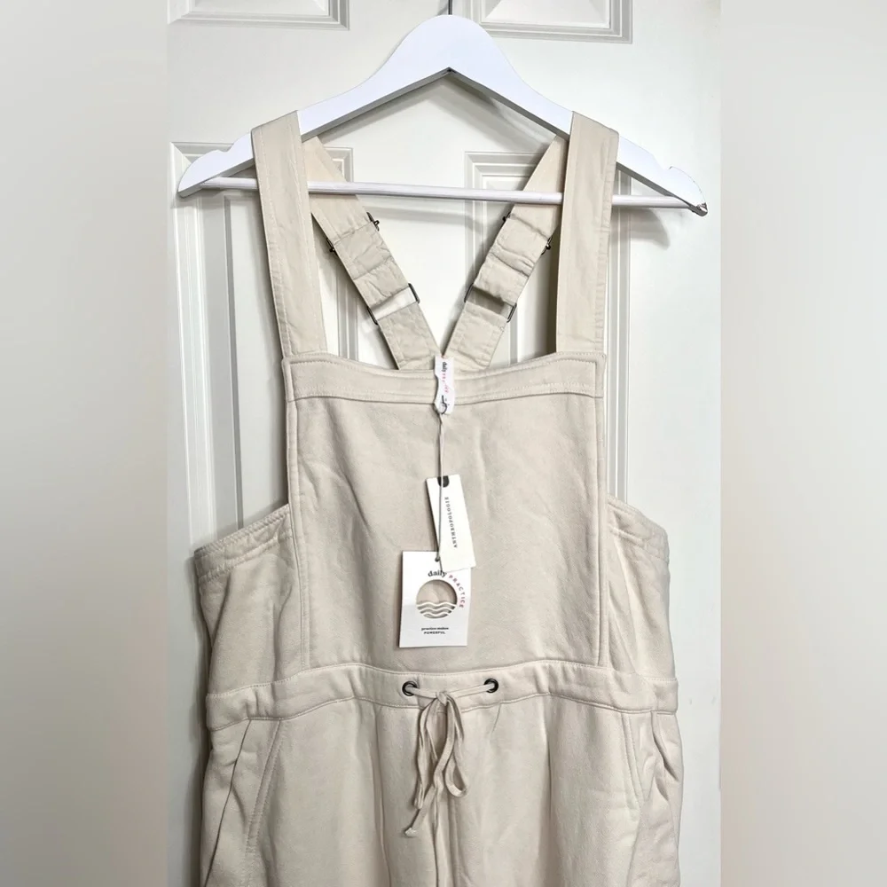 Daily Practice by Anthropologie Drawstring Overalls in Ivory NWT